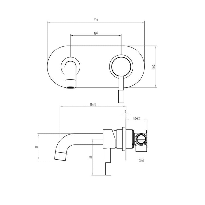 Eastbrook Tec Wall Mounted Basin/Bath Filler Tap - Chrome