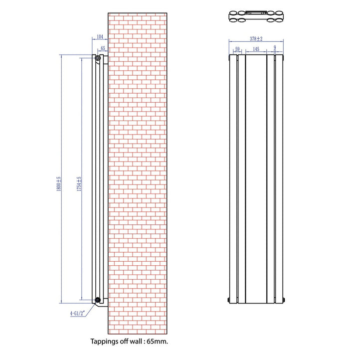 Eastbrook Tunstall Double Designer Mirror Radiator Matt