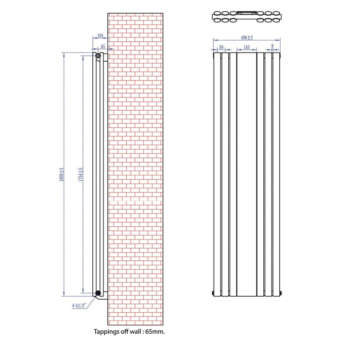 Eastbrook Tunstall Double Designer Mirror Radiator Matt