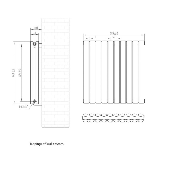 Eastbrook Tunstall Double Designer Radiator Matt Black