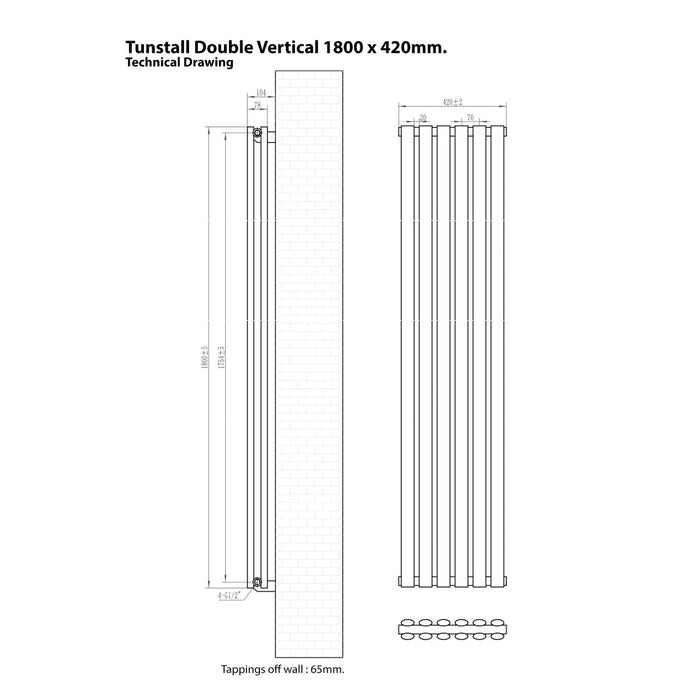 Eastbrook Tunstall Double Designer Radiator Matt Black
