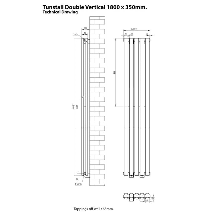 Eastbrook Tunstall Double Designer Radiator Matt Black