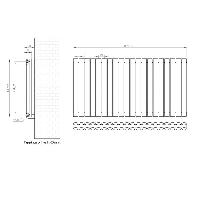 Eastbrook Tunstall Double Designer Radiator Matt Black