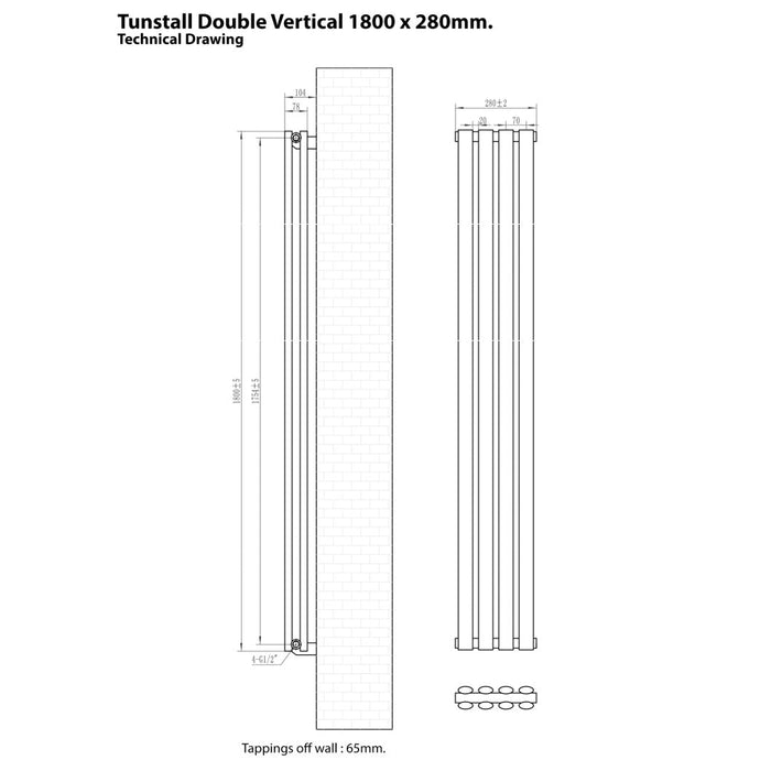 Eastbrook Tunstall Double Designer Radiator Matt Black