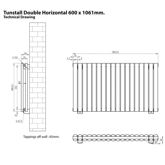 Eastbrook Tunstall Double Designer Radiator Matt White