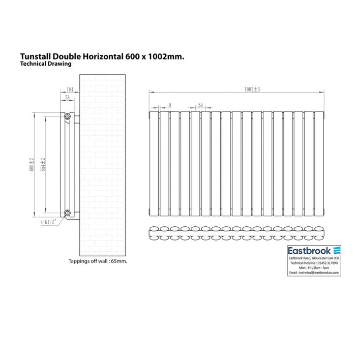 Eastbrook Tunstall Double Designer Radiator Matt White