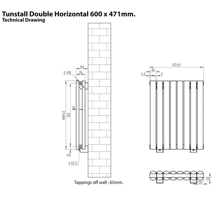 Eastbrook Tunstall Double Designer Radiator Matt White