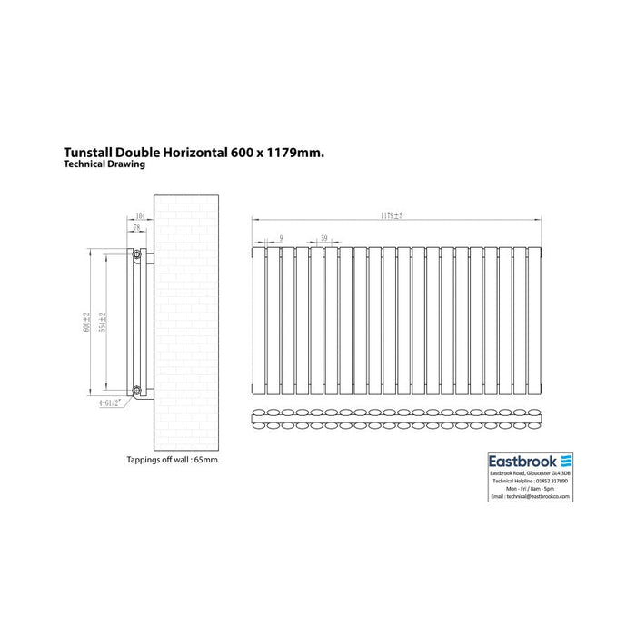 Eastbrook Tunstall Double Designer Radiator Matt White