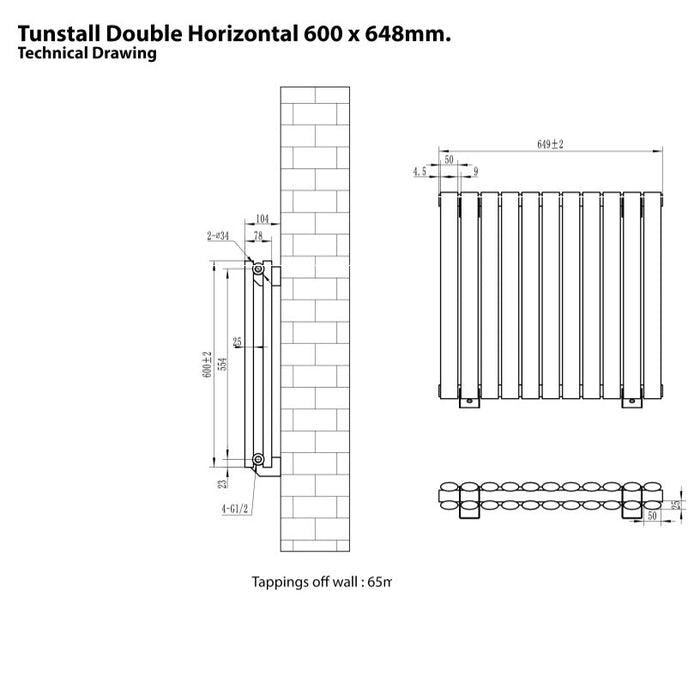 Eastbrook Tunstall Double Designer Radiator Matt White