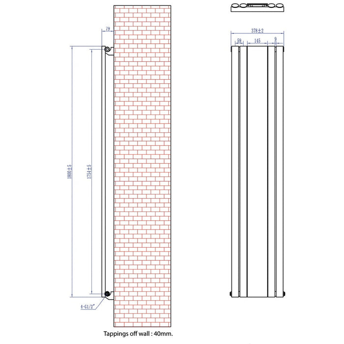 Eastbrook Tunstall Single Designer Mirror Radiator Matt