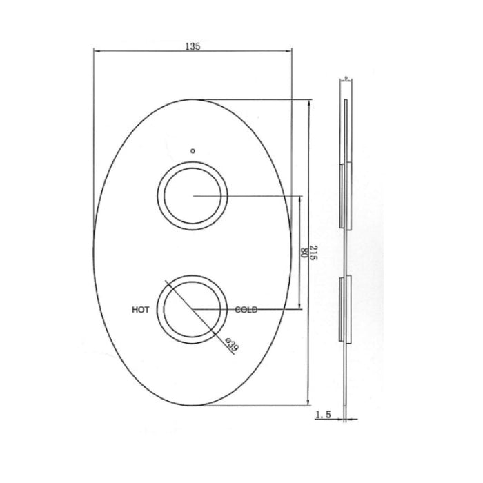 Eastbrook Twin Shower Valve Plate With Round Rings For Oval