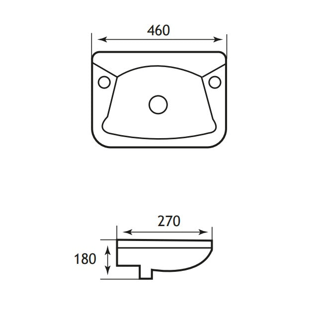 Eastbrook Type 55 Wall Hung Cloakroom Basin With Overflow