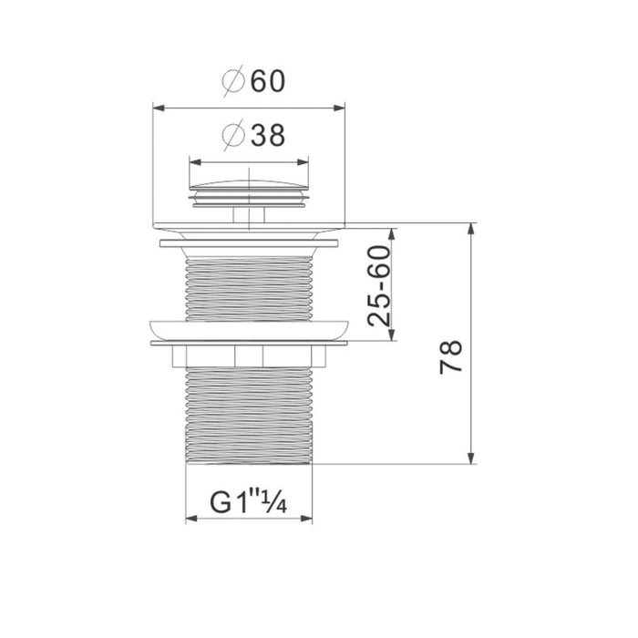 Eastbrook Unslotted Push Button Basin Waste - Basin Wastes