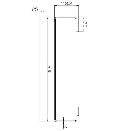 Eastbrook Vercelli Glass Shelf - 600mm Long - Chrome