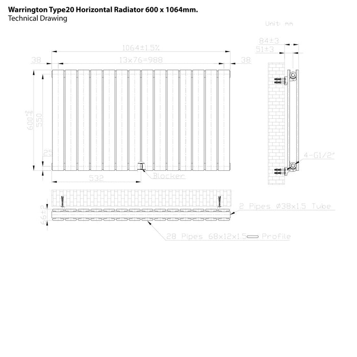 Eastbrook Warrington Type 20 Horizontal Designer Radiator