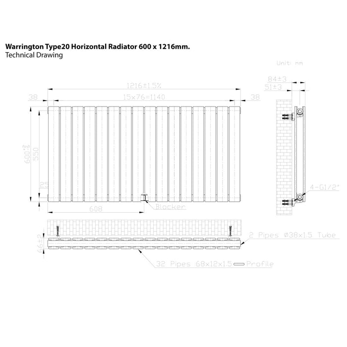 Eastbrook Warrington Type 20 Horizontal Designer Radiator