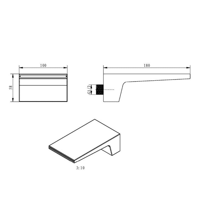Eastbrook Waterfall Bath Filler Tap - Chrome - Bath Filler