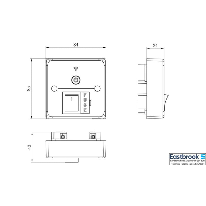 Eastbrook Wi-Fi On Off Spur Switch - White - Heating