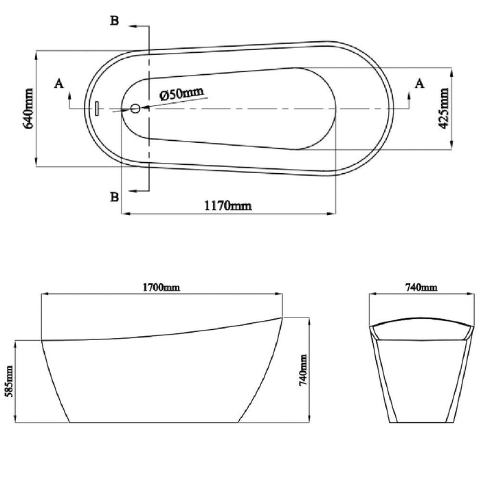 Eastbrook Wickham Freestanding Single Ended Slipper Bath