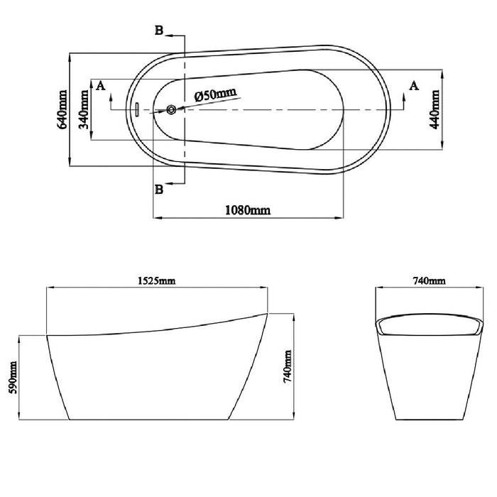 Eastbrook Wickham Freestanding Single Ended Slipper Bath