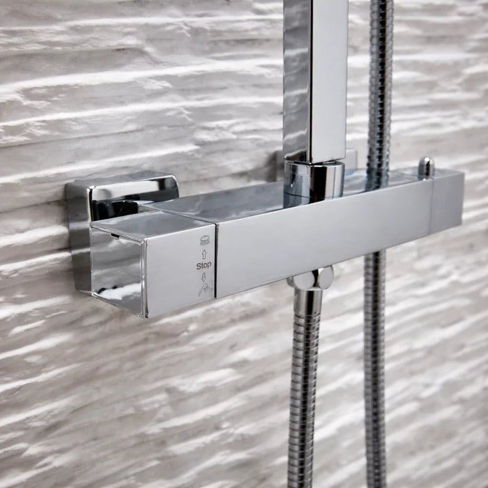 Scudo Elliot Square Thermostatic Rigid Riser Mixer Shower inc. Easy Fix Kit