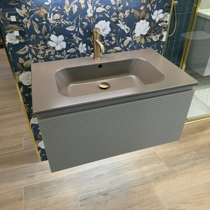 Ex-Display Novello Bloom Onda 800mm Wall Hung Vanity Unit - Fango Soft