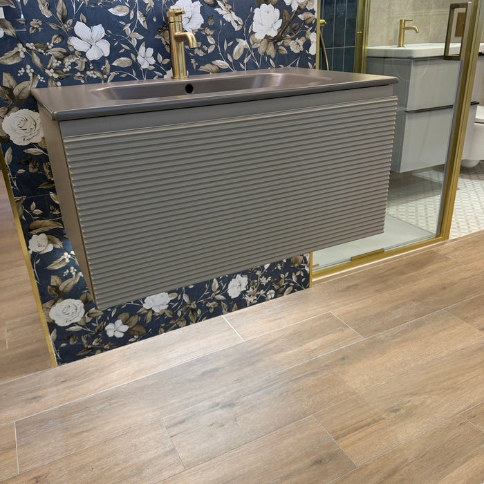 Ex-Display Novello Bloom Onda 800mm Wall Hung Vanity Unit - Fango Soft