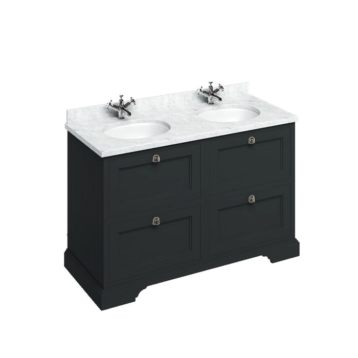 Burlington 1300mm 4 Drawer Floorstanding Vanity Unit with Worktop and Double Basin