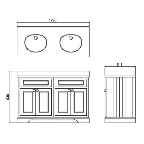 Burlington 1300mm 4 Door Floorstanding Vanity Unit