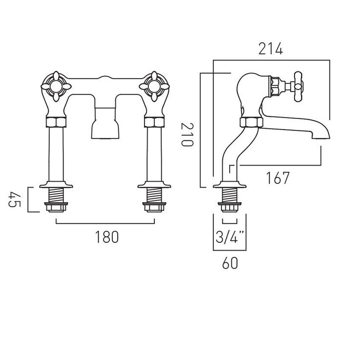 Vado Axbridge Crosshead Bath Filler Tap