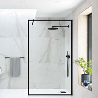 Flair Ayo 8mm Framed Wetroom Glass Panel - Matt Black