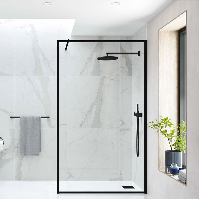 Flair Ayo 8mm Framed Wetroom Glass Panel - Matt Black