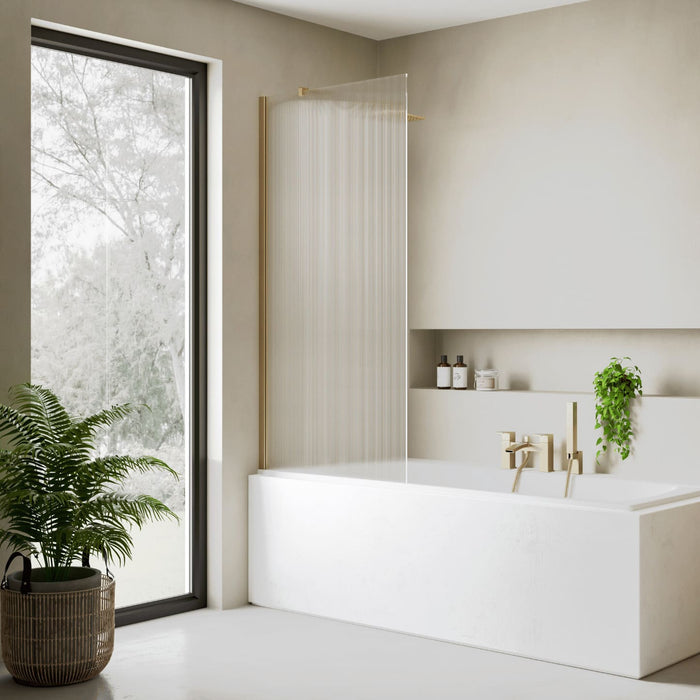 Flair Ayo 8mm Frameless Bathscreen 800mm x 1500mm with Fluted Glass
