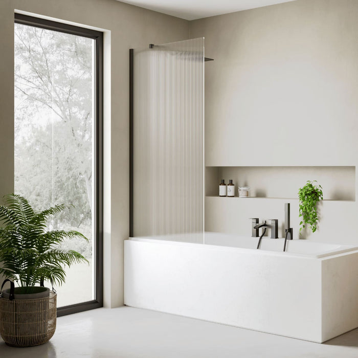 Flair Ayo 8mm Frameless Bathscreen 800mm x 1500mm with Fluted Glass