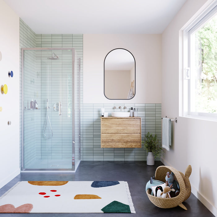 Flair Baby Ili 6mm Bifold Shower Door with Semi Framed Side Panel 1800mm High - Silver