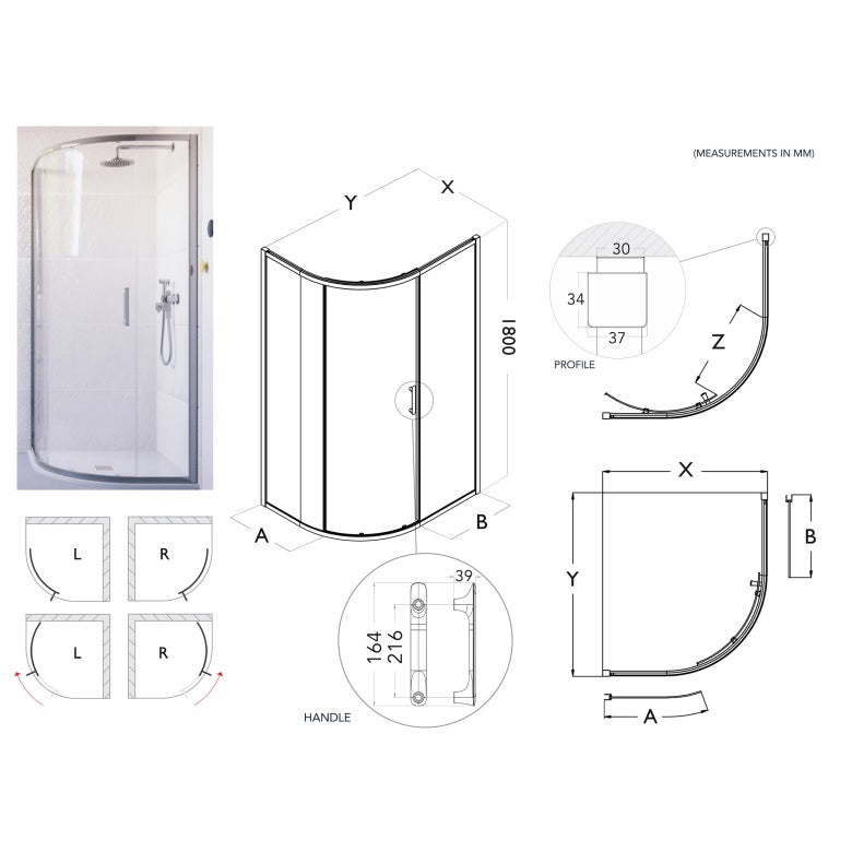 Flair Baby Ili 6mm One Door Sliding Quadrant Shower Door