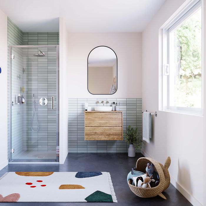 Flair Baby Ili 6mm Recessed Hinged Shower Door 1800mm High - Silver