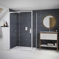 Flair Baby Ili 6mm Sliding Shower Door with Semi Framed Side Panel 1800mm High - Silver