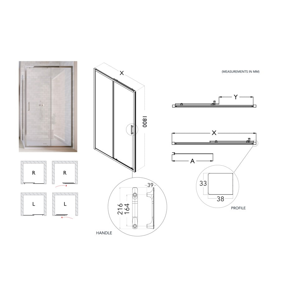 Flair Baby Ili 6mm Sliding Shower Door with Semi Framed
