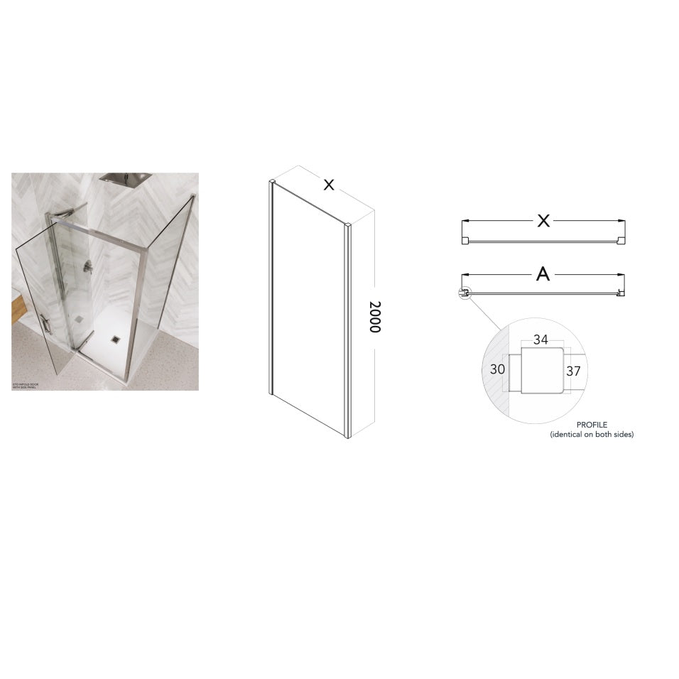 Flair Eto 8mm Hinged & Inline Shower Door with Semi Framed
