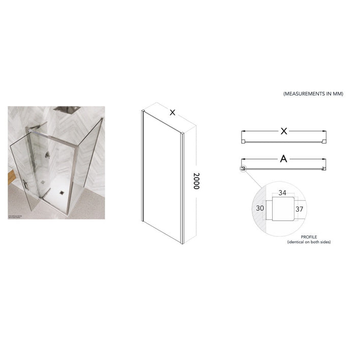 Flair Eto 8mm Infold Shower Door with Semi Framed Side Panel