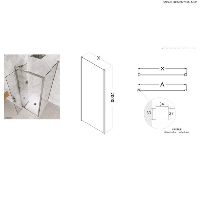 Flair Eto 8mm Sliding Shower Door with Semi Framed Side Panel
