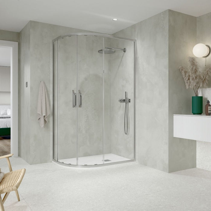 Flair Eto 8mm Two Door Sliding Offset Quadrant Shower Door - Silver