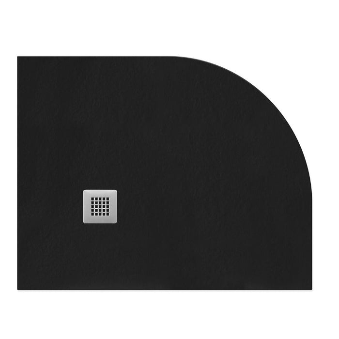 Flair Gemstone Slate Offset Quadrant Shower Tray with Stainless Steel Square Waste