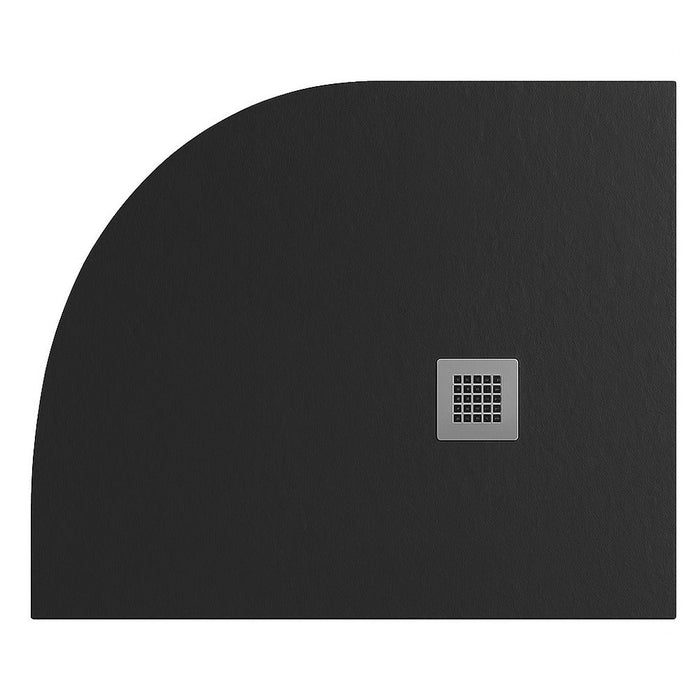 Flair Gemstone Slate Offset Quadrant Shower Tray with Stainless Steel Square Waste