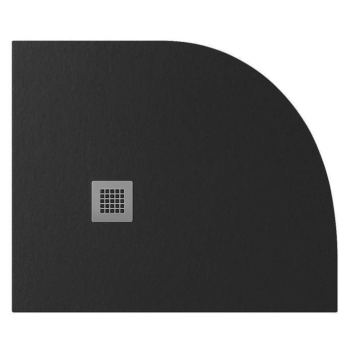 Flair Gemstone Slate Offset Quadrant Shower Tray with Stainless Steel Square Waste