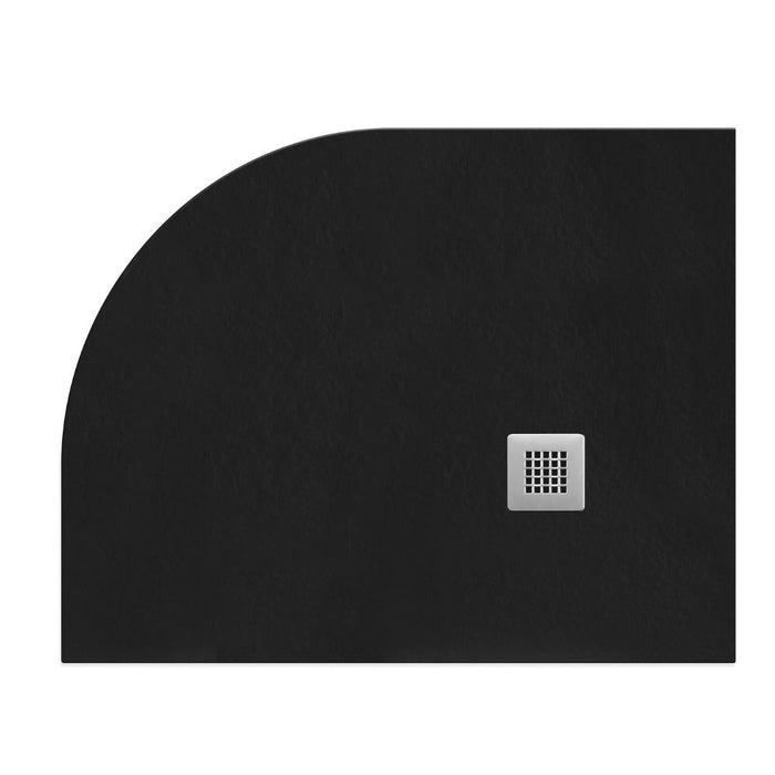 Flair Gemstone Slate Offset Quadrant Shower Tray with Stainless Steel Square Waste