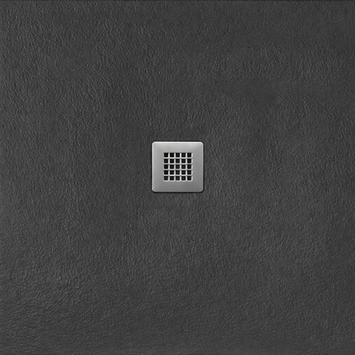 Flair Gemstone Slate Square Shower Tray with Stainless Steel Square Waste