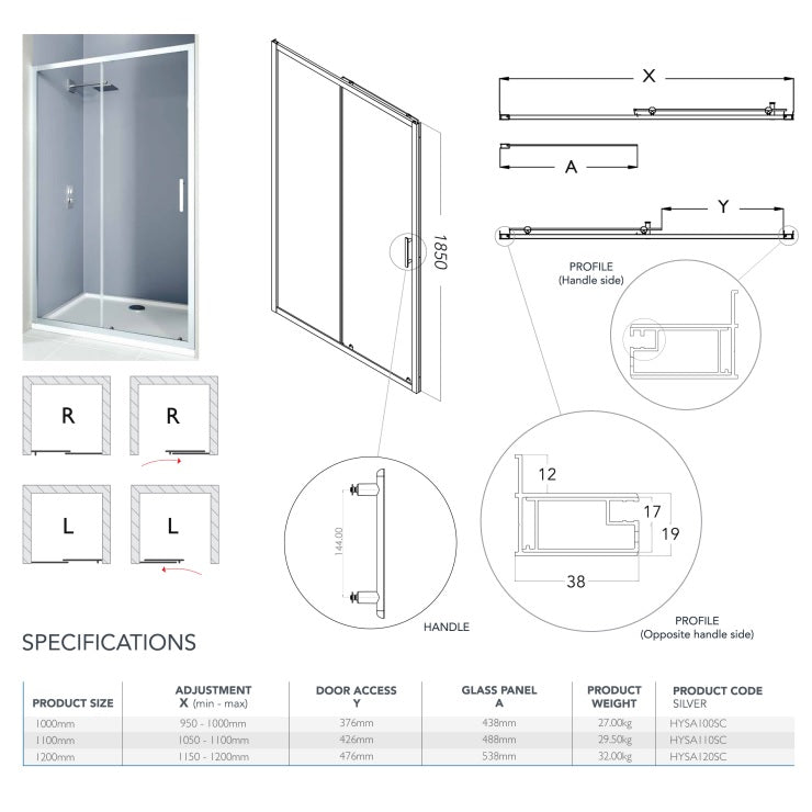 Flair Hydro Express 6mm Sliding Shower Door with Semi