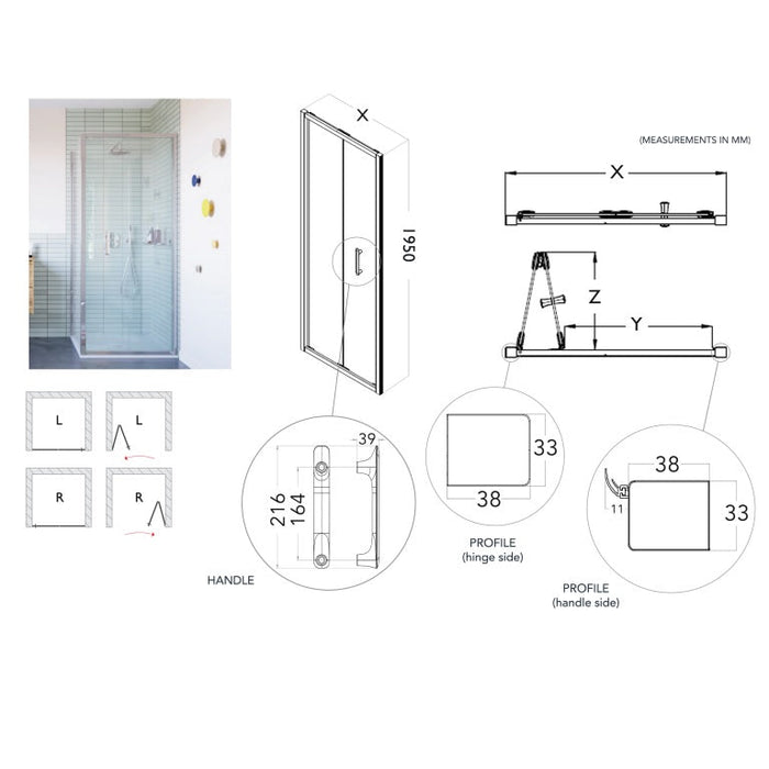 Flair Ili 6mm Recessed Bifold Shower Door